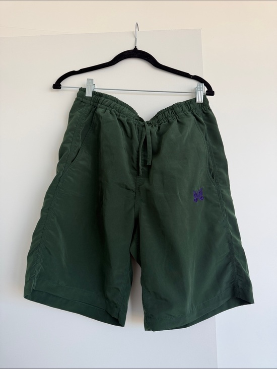 Needles Other - Needles Dark Green Men's Drawstring Shorts with Purple Butterfly